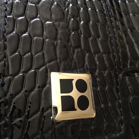 New Kate Spade black patent leather clutch handbag